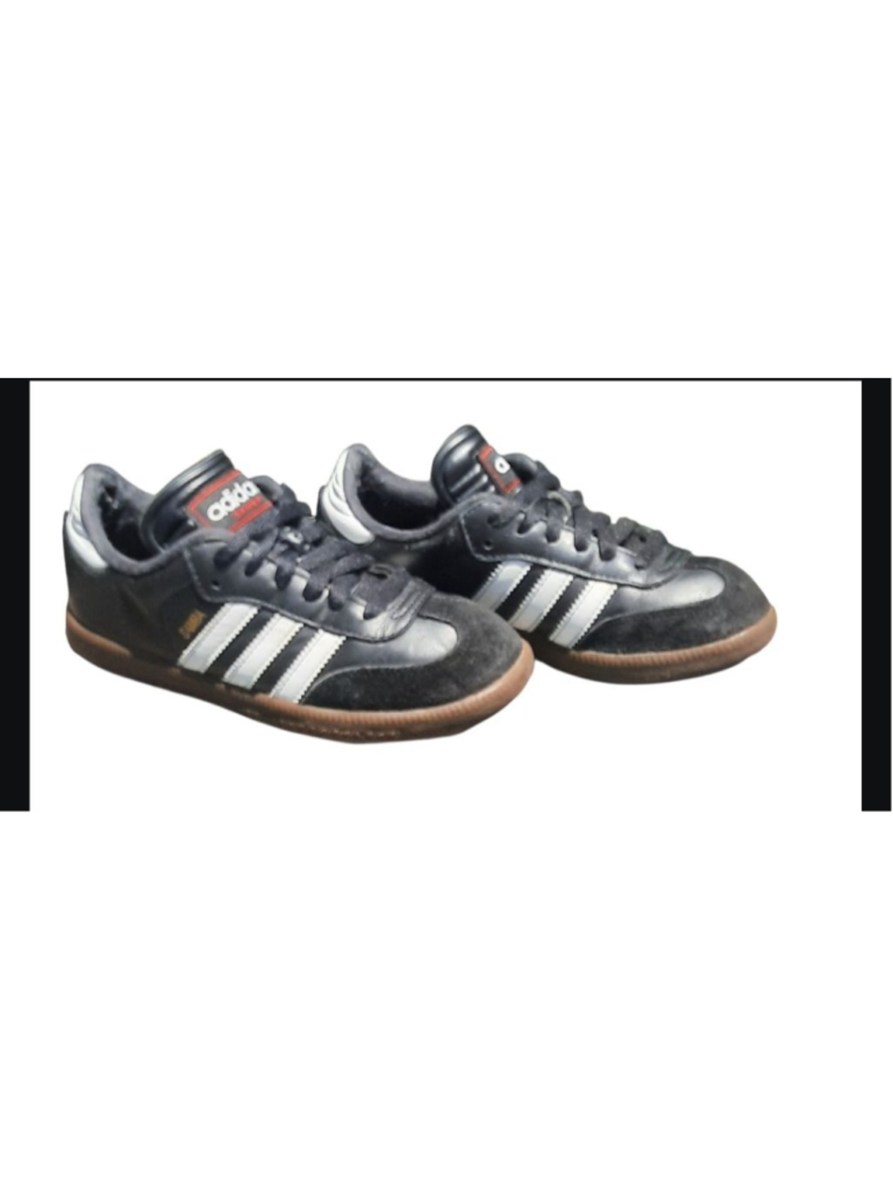 Adidas samba kids youth size 2 shoes black leather soccer sneakers - Picture 3 of 6